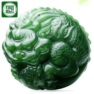 念玉新疆和田玉貔貅手把件菠菜绿招财皮丘天然碧玉把玩件玉石瑞兽