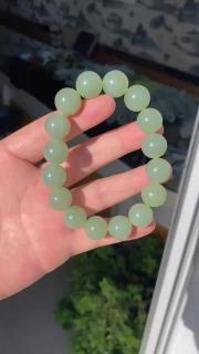 新疆和田玉且末近矿且末蓝手串,规格1.4,16颗佛珠,颗颗精选,颜色亮,细