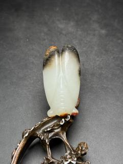 精美和田玉蝉!一鸣惊人!生生不息!黑皮籽料!雕刻精美!玉质温润!包浆醇