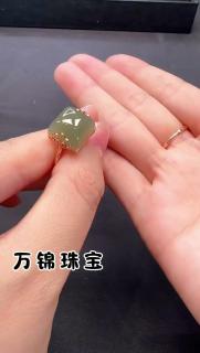 和田玉猫爪吊坠18k金镶青玉锁骨链精致女款可爱百搭萌 湖水绿款
